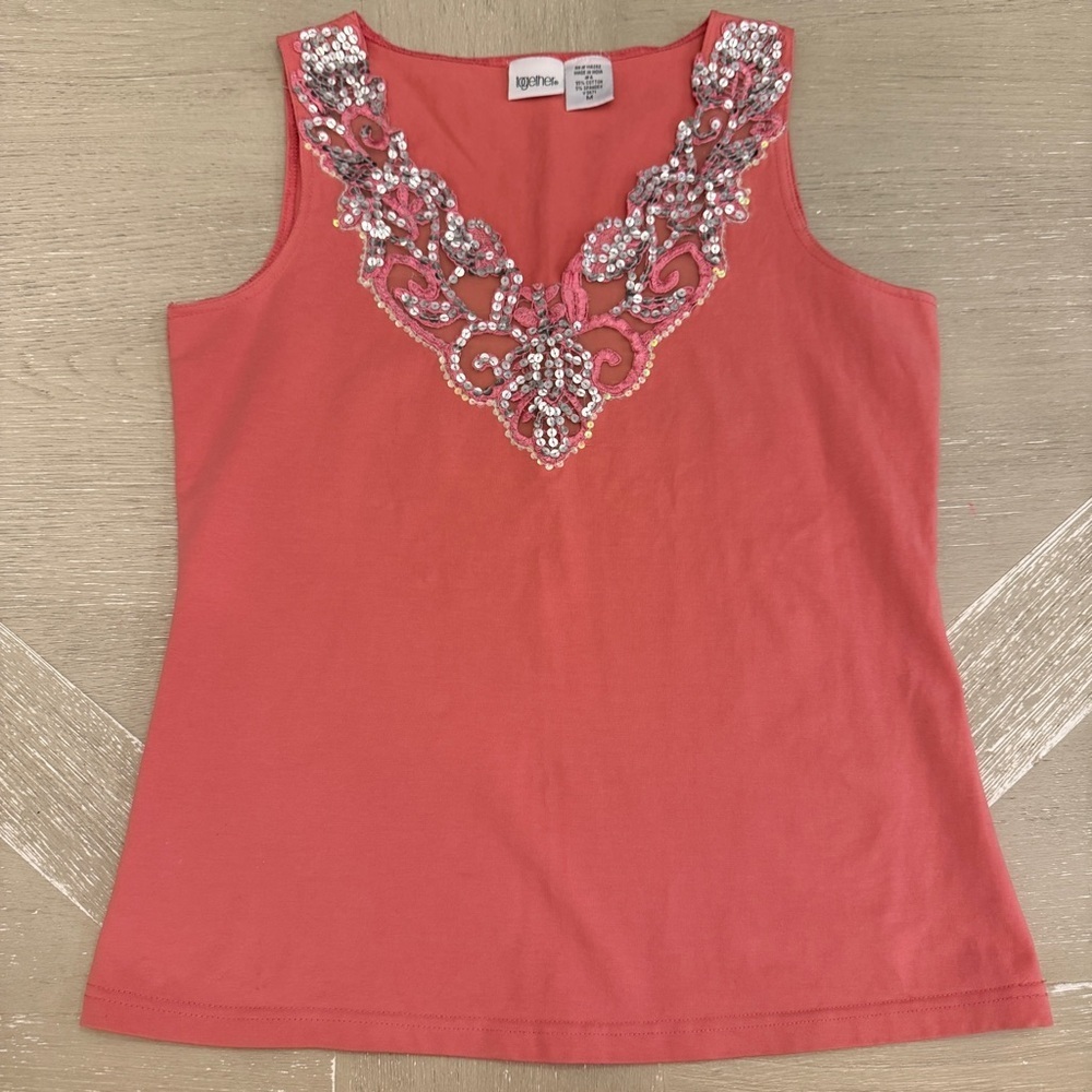 Together Pinj Coral Embellished Vintage Y2K Tank Top